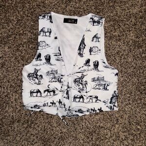 Cowboy patterned tie vest